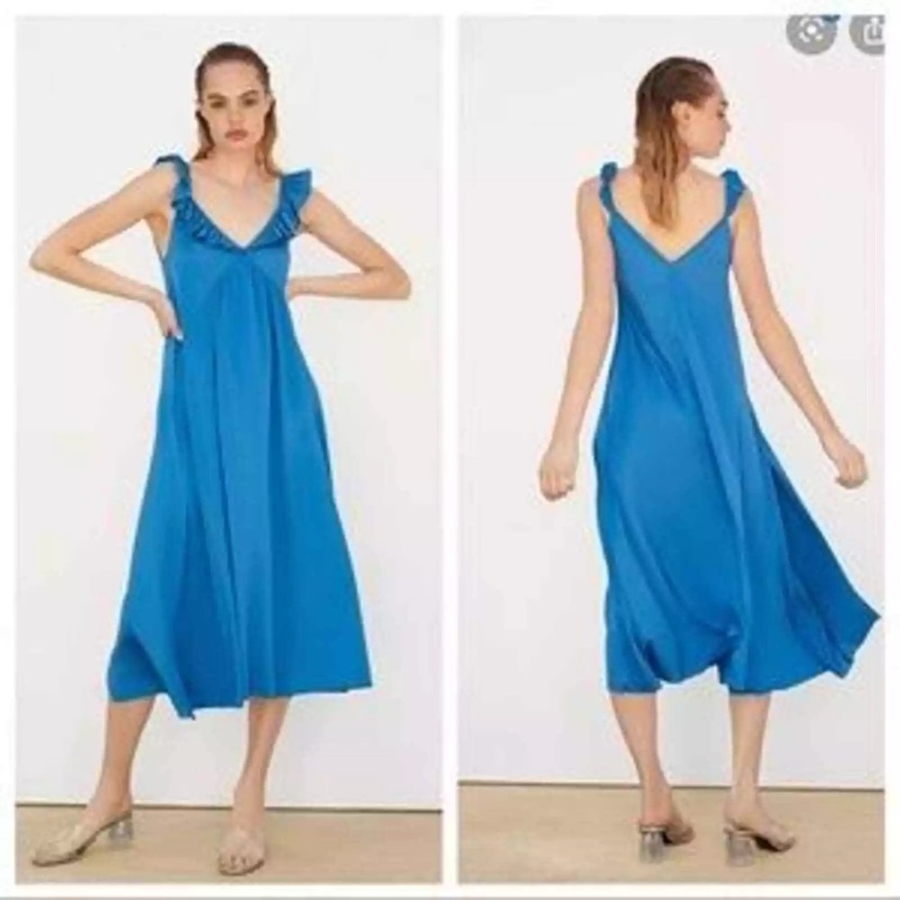 Zara RUFFLED SATIN EFFECT DRESS